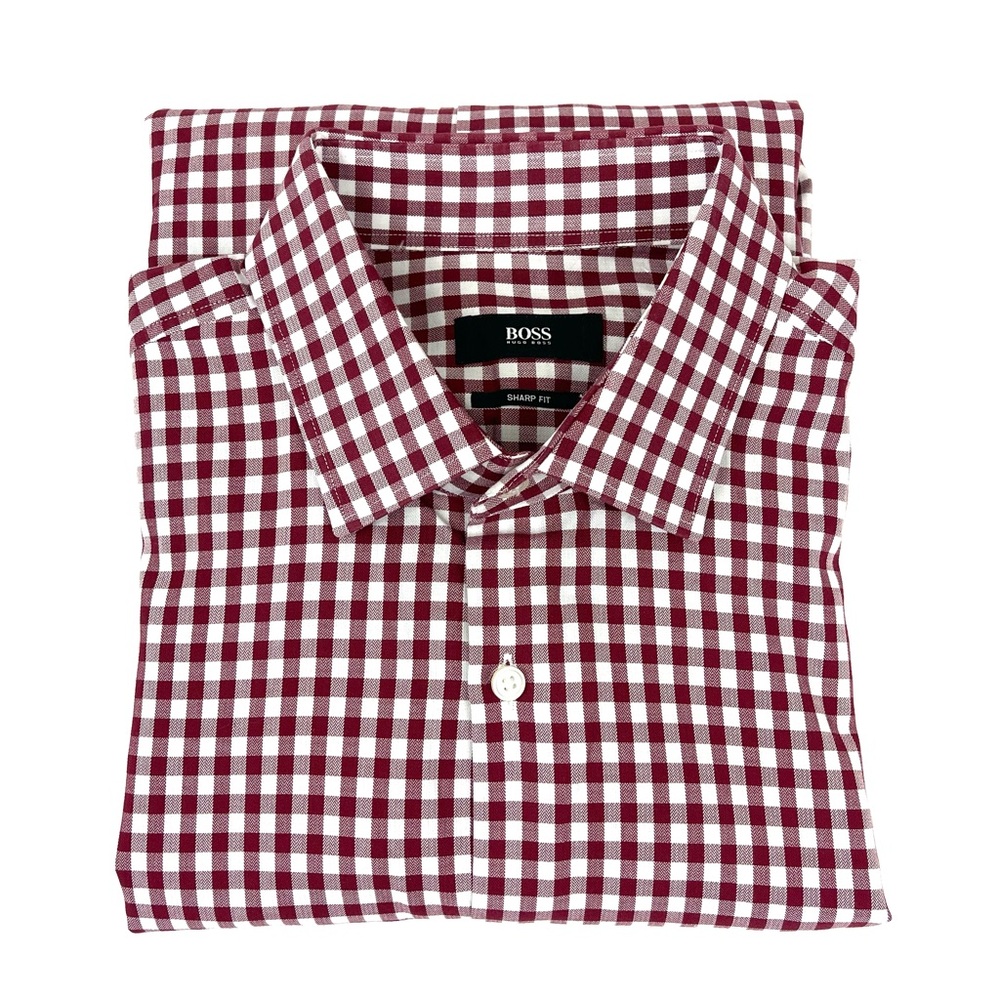 BOSS Hugo Boss Men's Sharp Fit Plaid Button Up Dress Shirt 16 - 34/35